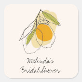 オレンジ・レモン 現代的 ミニマル ブライダルシャワー スクエアシール (正面)