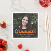 オレンジ |写真はっきりしたの卒業のスクリプト スタンダードカクテルナプキン (インサイチュ)