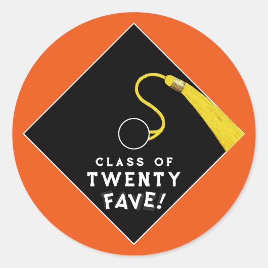 オレンジ 卒業クラス 2025 ラウンドシール (正面)