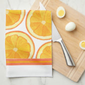 オレンジ-台所タオル キッチンタオル (四つ折り)