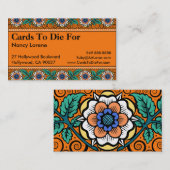 オレンジ-名刺の夏のサクラソウ 名刺 (正面/裏面)