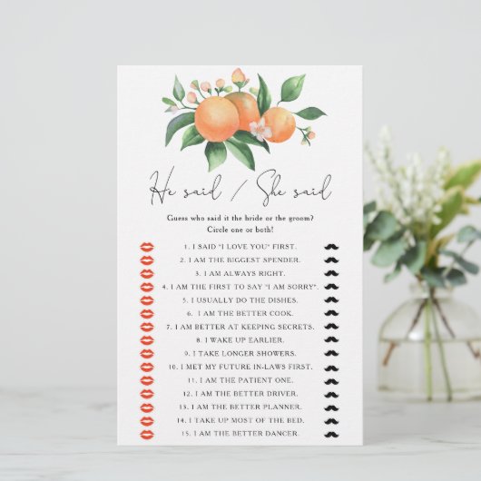 オレンジ – 彼は彼女はブライダルシャワーゲームと言った (スタンド正面)