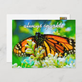 オレンジ（昆虫）オオカバマダラ、モナークバタフライフォト常時スパークル ポストカード (正面/裏面)