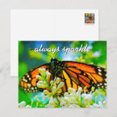 オレンジ（昆虫）オオカバマダラ、モナークバタフライフォト常時スパークル ポストカード (正面/裏面)