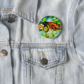 オレンジ（昆虫）オオカバマダラ、モナークバタフライモダンはっきりしたスタイリッシュ写真 缶バッジ (インサイチュ)