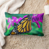 オレンジ(昆虫)オオカバマダラ、モナーク蝶フォトパープルはっきりした花 ランバークッション (ブランケット)