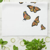 オレンジ（昆虫）オオカバマダラ、モナーク蝶自然野生動物 キッチンタオル (折り畳み)