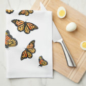 オレンジ（昆虫）オオカバマダラ、モナーク蝶自然野生動物 キッチンタオル (四つ折り)
