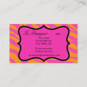 オレンジ&明るい赤紫色ピンクゼブラ&チータスキンカスタム 名刺 (裏面)