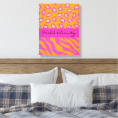 オレンジ&明るい赤紫色ピンクゼブラ&チーテカスタマイズー キャンバスプリント (インサイチュ (寝室))