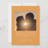 オレンジ | 最小限のシンプルハートスクリプ結婚ト サンキューカード (裏面)