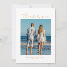 オレンジ | 最小限のシンプルハートスクリプ結婚ト サンキューカード