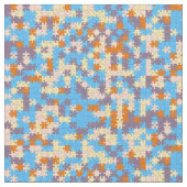 オレンジ、桃、黄、青、紫のパズル ファブリック (クローズアップ)