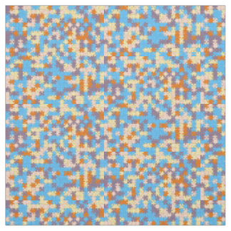 オレンジ、桃、黄、青、紫のパズル ファブリック