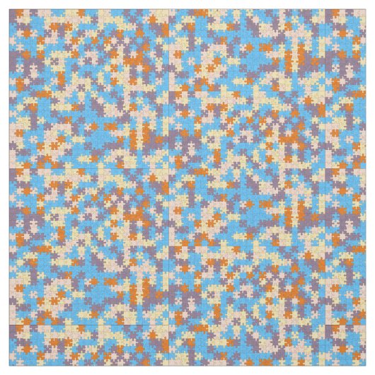 オレンジ、桃、黄、青、紫のパズル ファブリック (見本)