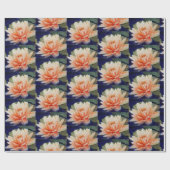 オレンジ《植物》スイレン花 ラッピングペーパー (フラット)