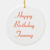 オレンジ《植物》百日草カスタム誕生日 セラミックオーナメント (裏面)