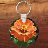 オレンジ《植物》百日草キーチェーン キーホルダー (正面)