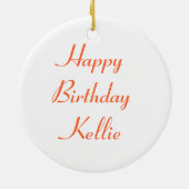 オレンジ《植物》百日草フラワーカスタム誕生日 セラミックオーナメント (裏面)