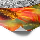 オレンジ《植物》百日草フラワーフレーム自分の写真を作成 ポスター (角)