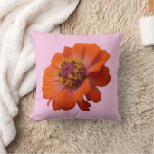 オレンジ《植物》百日草ワイルドフラワー自然フローラ クッション (ブランケット)