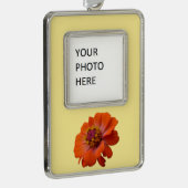 オレンジ《植物》百日草ワイルドフラワー自然フローラ シルバープレートフレームオーナメント (右)