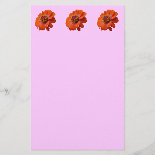 オレンジ《植物》百日草ワイルドフラワー自然フローラ 便箋 (正面)