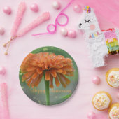 オレンジ《植物》百日草記念日プレート ペーパープレート (パーティー)