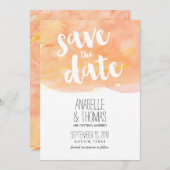 オレンジ 水彩 秋の結婚式 Save the Date 招待状 (正面/裏面)