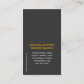 オレンジ、灰色及び白いガラス円の名刺 名刺 (裏面)