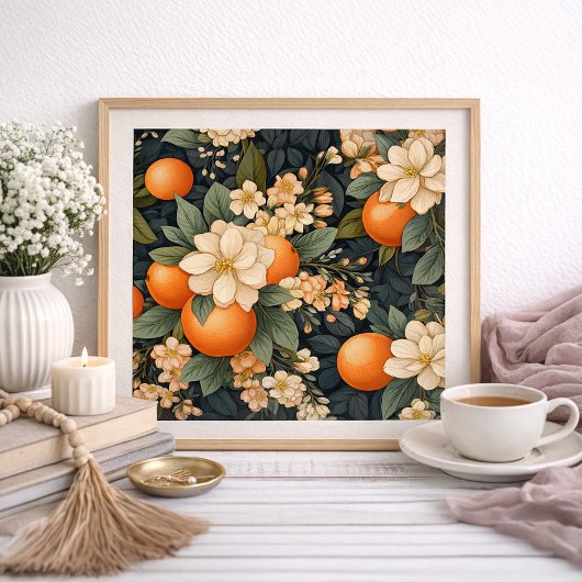 オレンジ 白い花 ボタニカル ホーム デコレーション