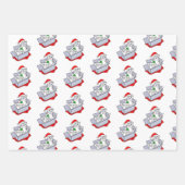 オレンジ、白と灰色のクリスマスと誕生日猫  ラッピングペーパーシート (正面2)