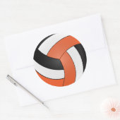 オレンジ、白と黒のバレーボール ラウンドシール (封筒)