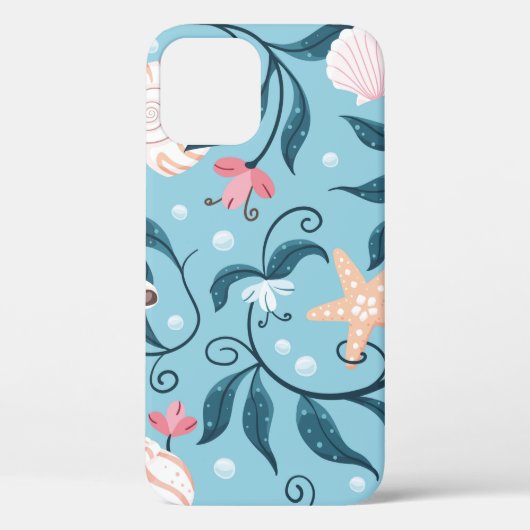 オレンジ・白ヒトデ、様々な形の貝殻 Case-Mate iPhoneケース (裏面)
