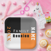 オレンジ、白黒のカスタム懇親会 ペーパープレート (パーティー)