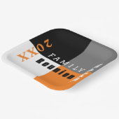 オレンジ、白黒のカスタム懇親会 ペーパープレート (傾斜あり)