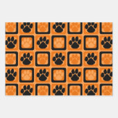 オレンジ、白黒のポープリント ラッピングペーパーシート (正面)