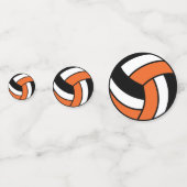 オレンジ、白黒バレーボール コンフェッティ (裏面)