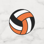 オレンジ、白黒バレーボール コンフェッティ (スモール正面)