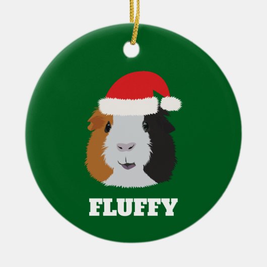 オレンジ、白、および黒モルモットオーナメント セラミックオーナメント (正面)