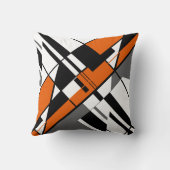 オレンジ、白、グレー、黒の対角線抽象芸術 クッション (裏面)