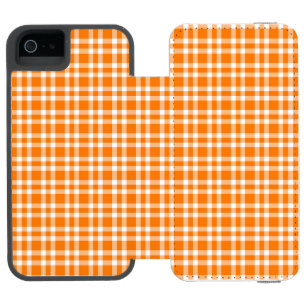 オレンジ 白 チェック柄 パターン iPhone SE/5/5sウォレットケース