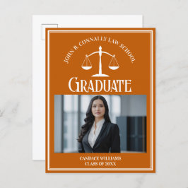 オレンジ 白 法科大学院 写真 卒業 案内ポストカード