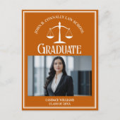 オレンジ 白 法科大学院 写真 卒業 案内ポストカード (正面)