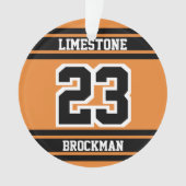 オレンジ、白、黒のジャージーのスポーツ番号 オーナメント (正面)