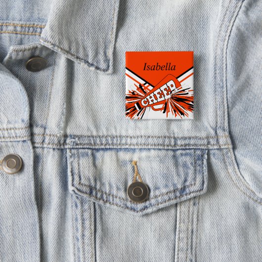 オレンジ、白、黒のチアリーダーの衣装 缶バッジ (インサイチュ)