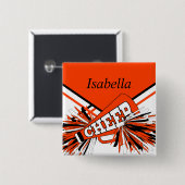 オレンジ、白、黒のチアリーダーの衣装 缶バッジ (正面&裏面)