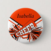 オレンジ、白、黒のチアリーダーの衣装 缶バッジ (正面)