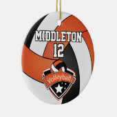 オレンジ、白、黒のバレーボール セラミックオーナメント (右)