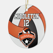 オレンジ、白、黒のバレーボール セラミックオーナメント (左)